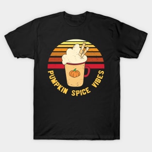 Retro Pumpkin Spice Vibes Funny Pumpkin Spice Lover T-shirt | Thanksgiving Gift T-Shirt